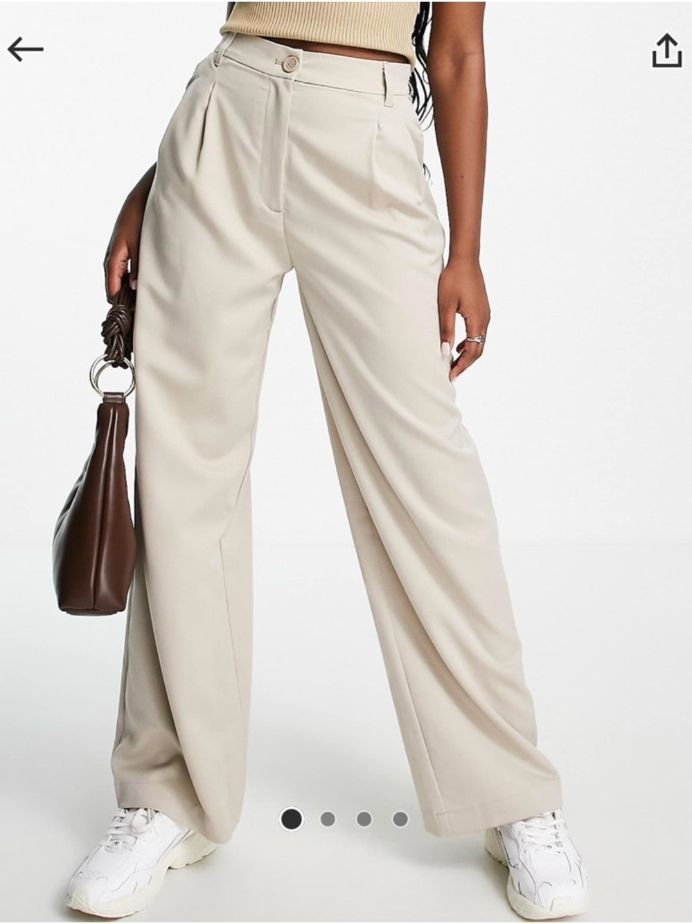 Monki High Rise Tailored Pants in Beige
